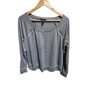 Rock & Republic Womens Gray Rhinestone Embellished Sweatshirt‎